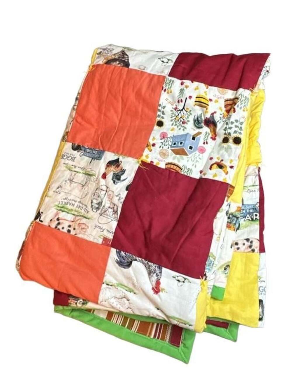 Handmade Patchwork Farmhouse Quilt Baby Blanket Multi-Color